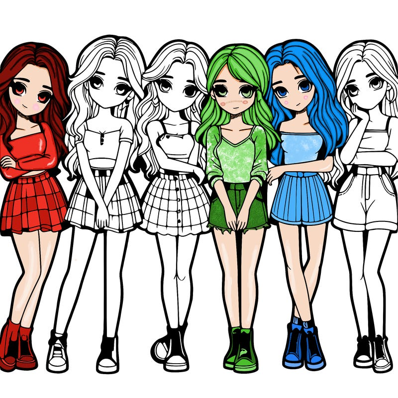 a group of girls realistic