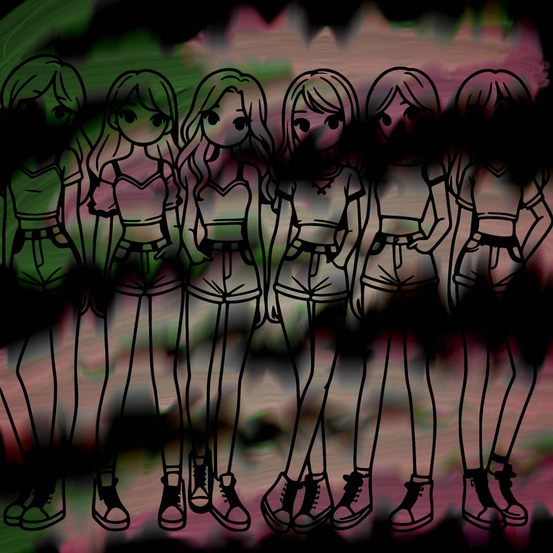 a group of girls wearing crop tops and shorts