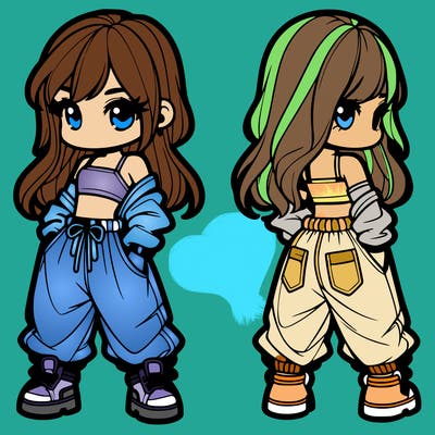 girl in crop top and baggy pants