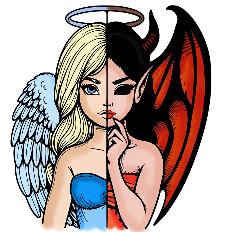 realistic angel half demon