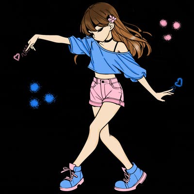 realistic girl danceing