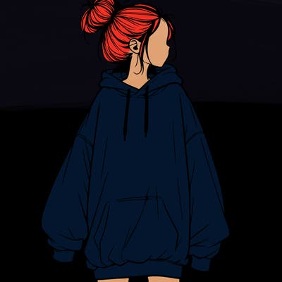 realistic girl with a oversized sweatshirt on and a bun