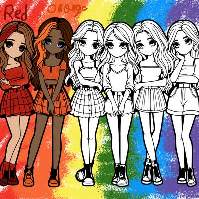 a group of girls realistic