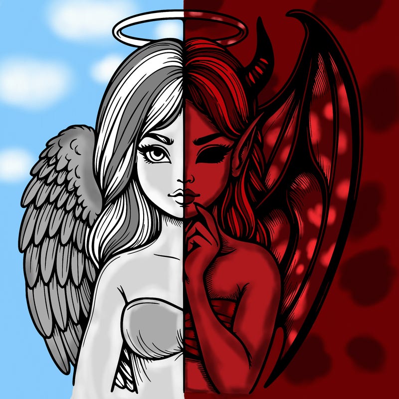 realistic angel half demon
