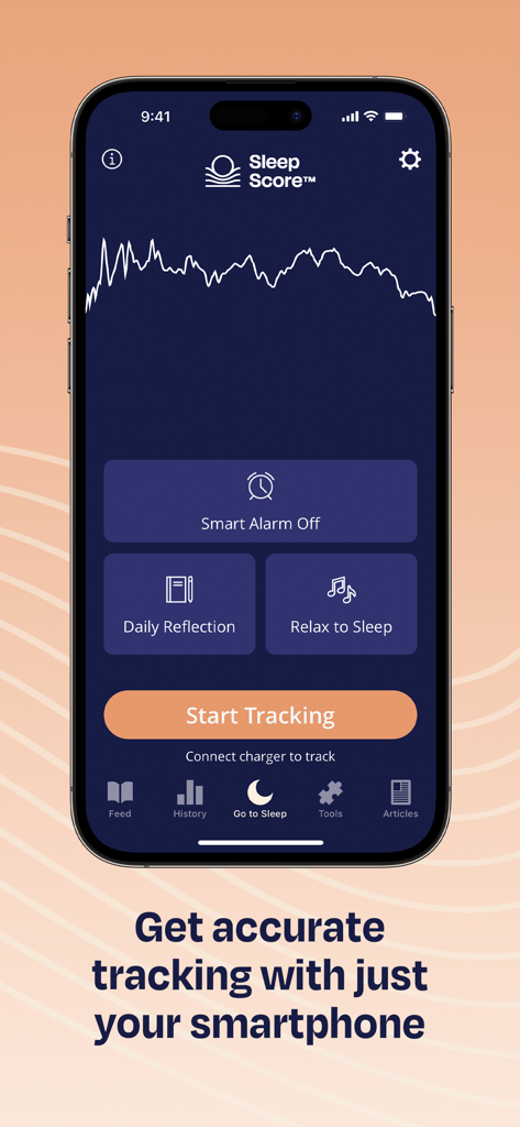 SleepScore by Sleep.ai - SleepScore app interface on a smartphone showing sleep tracking options and a smart alarm