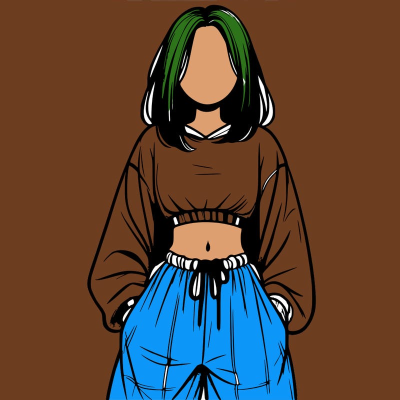 realistic girl faceless with baggy pants and a crop top