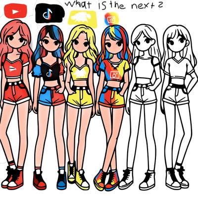 a group of girls wearing crop tops and shorts