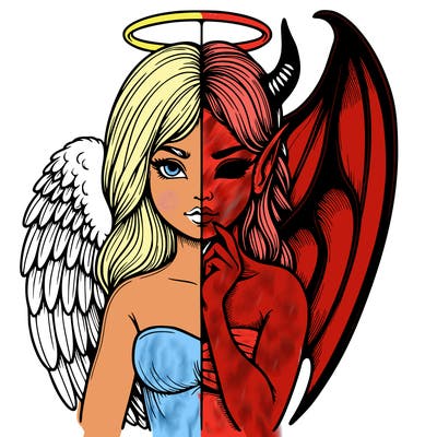 realistic angel half demon