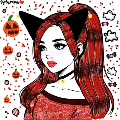 realistic girl with a high ponytail