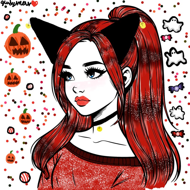 realistic girl with a high ponytail