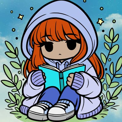girl in oversized hoodie reading a book