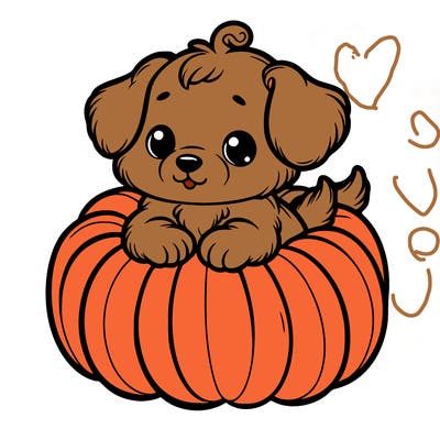 cute little puppy in a pumpkin