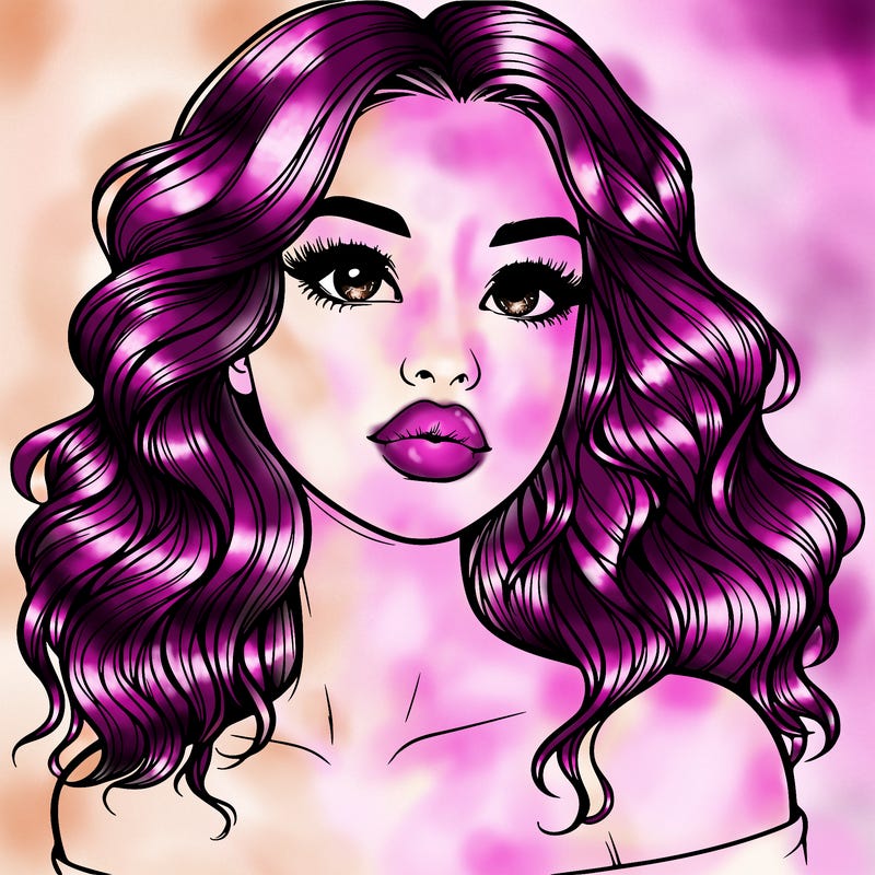 realistic girl with wavy hair and lips