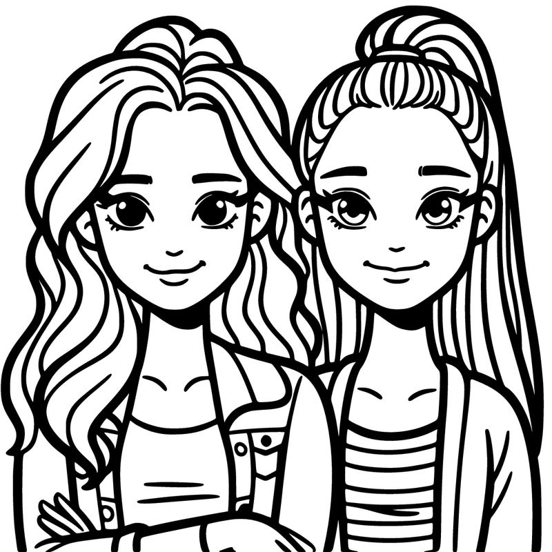 teenage girl with long hair togheter with a teenage girl with short hair