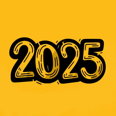 one line scrawled numbers sketch design “2025”