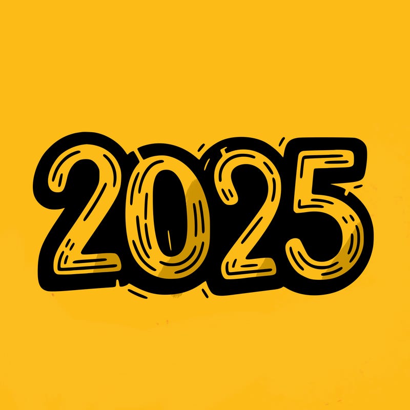 one line scrawled numbers sketch design “2025”