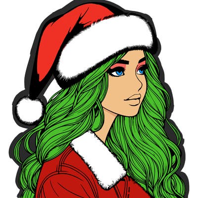 realistic girl in santa hat