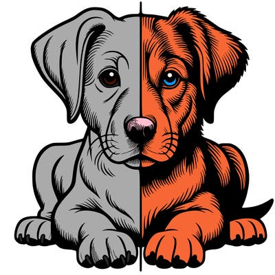 realistic dog split picture