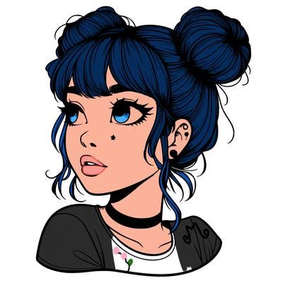 realistic girl with spacebuns