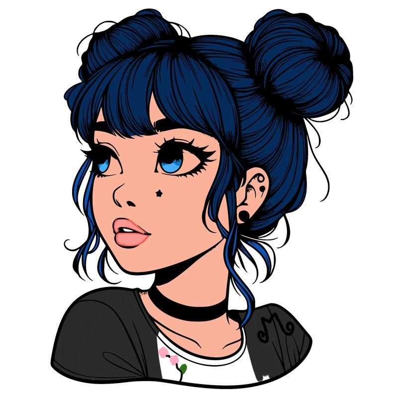 realistic girl with spacebuns