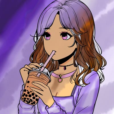 realistic girl drinking boba tea