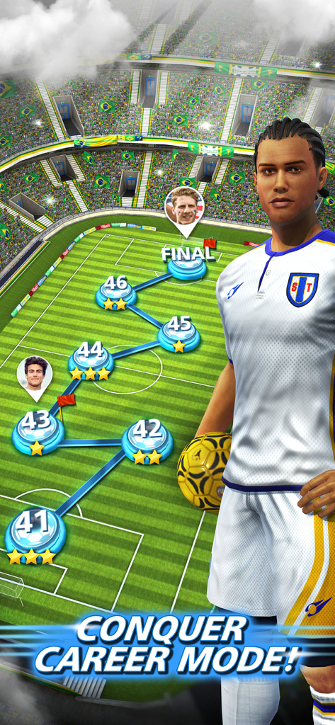 Football Strike - Football Strikeのキャリアモードで、レベル41から最終レベルまでの進行マップ