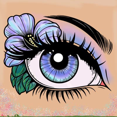 realistic eye with flower