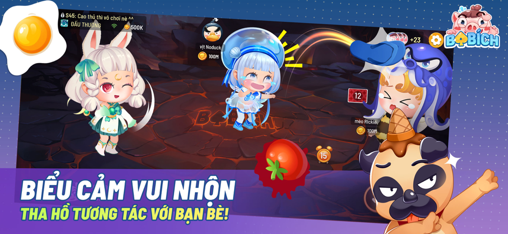 Ba Bich - Tien Len/Thirteen - Fun chibi characters interacting with each other in the Ba Bich Tien Len mobile game