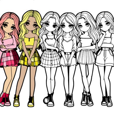 a group of girls realistic