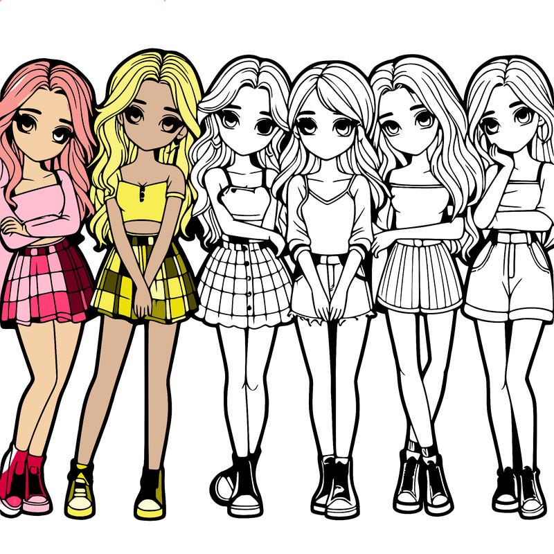 a group of girls realistic