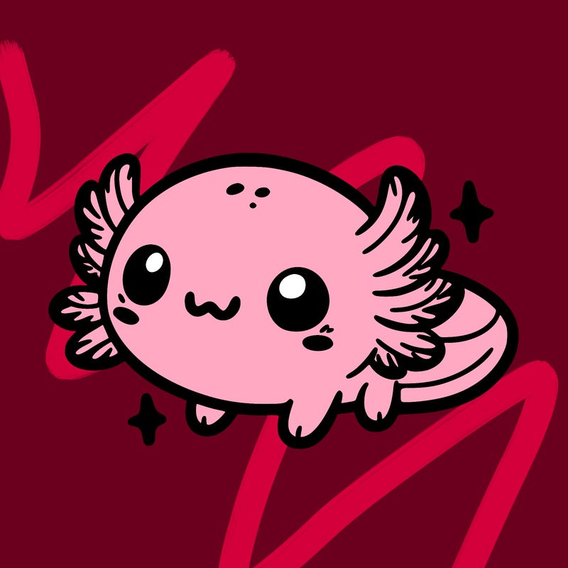 cute easy baby axolotl