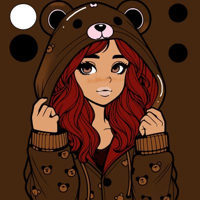 realistic girl in a animal pjs hoodie
