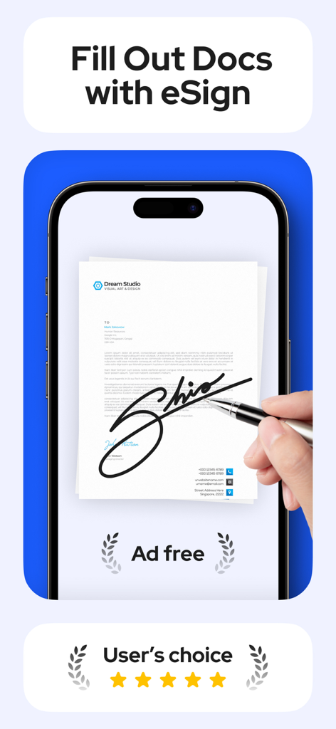 PDF文書にデジタル署名しているeSignアプリが表示されたスマートフォン