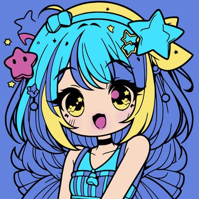 cute anime girl with star accessories