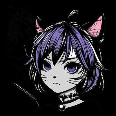 cat girl realistic dark fantasy