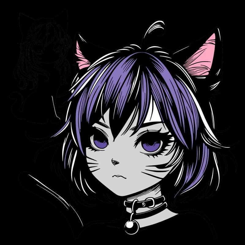 cat girl realistic dark fantasy