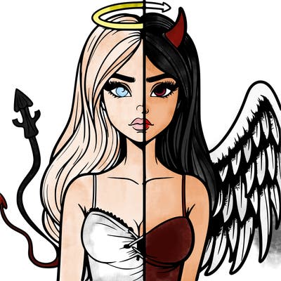 devil vs angel realistic girl