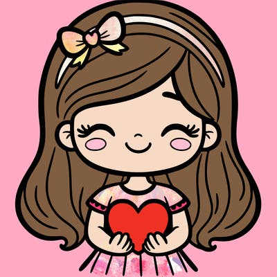 girl with heart in hands