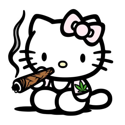 hello kitty smoking a joint