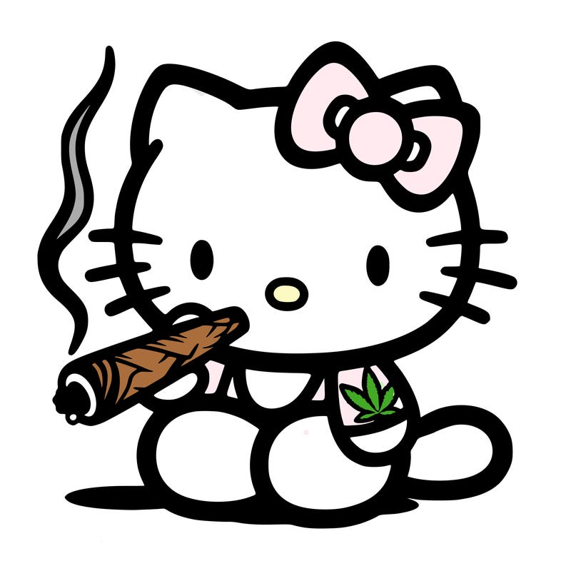 hello kitty smoking a joint
