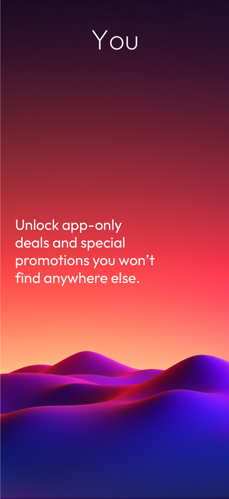 Evetech app screen showcasing exclusive app-only deals and special promotions on a vibrant gradient background
