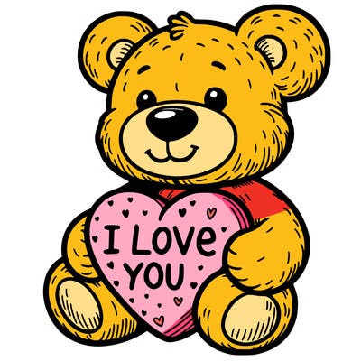 teddy bear holding an i love you heart