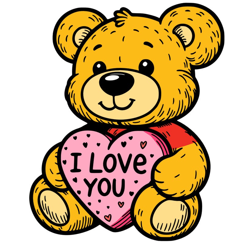 teddy bear holding an i love you heart