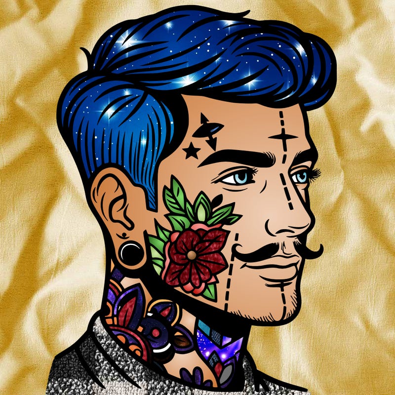 man with face tattoos
