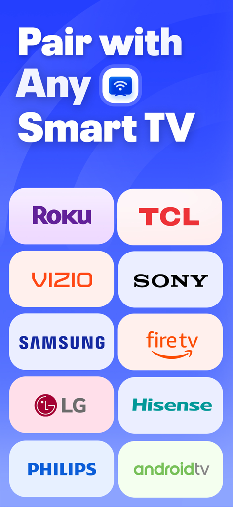 List of compatible smart TV brands including Roku Samsung LG and Sony for casting from phone