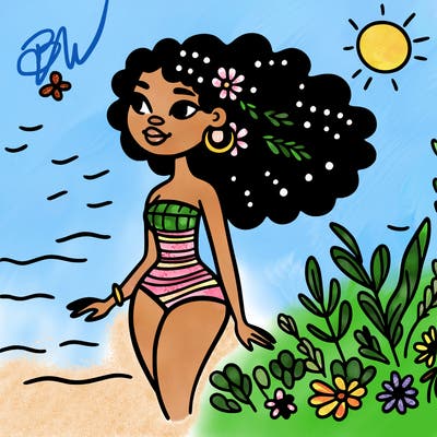 african woman in a swimsuit