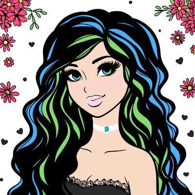 pretty woman with long wavy hair