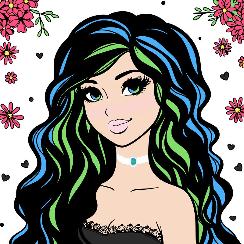 pretty woman with long wavy hair