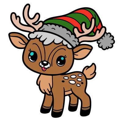 christmas reindeer with santa hat