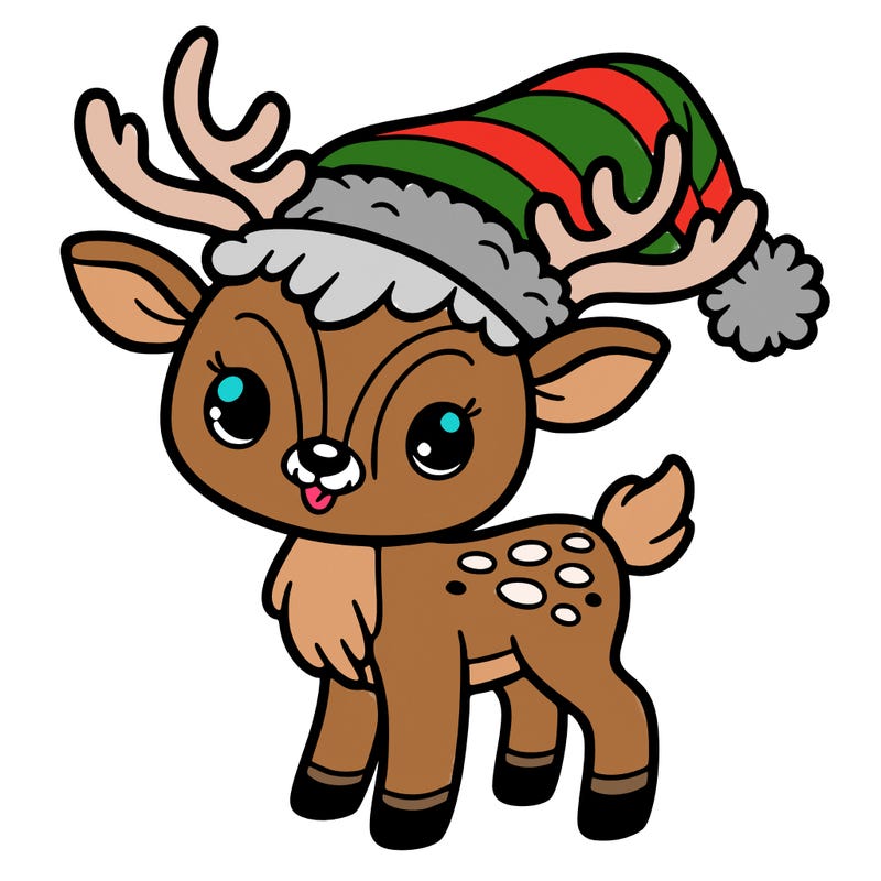 christmas reindeer with santa hat